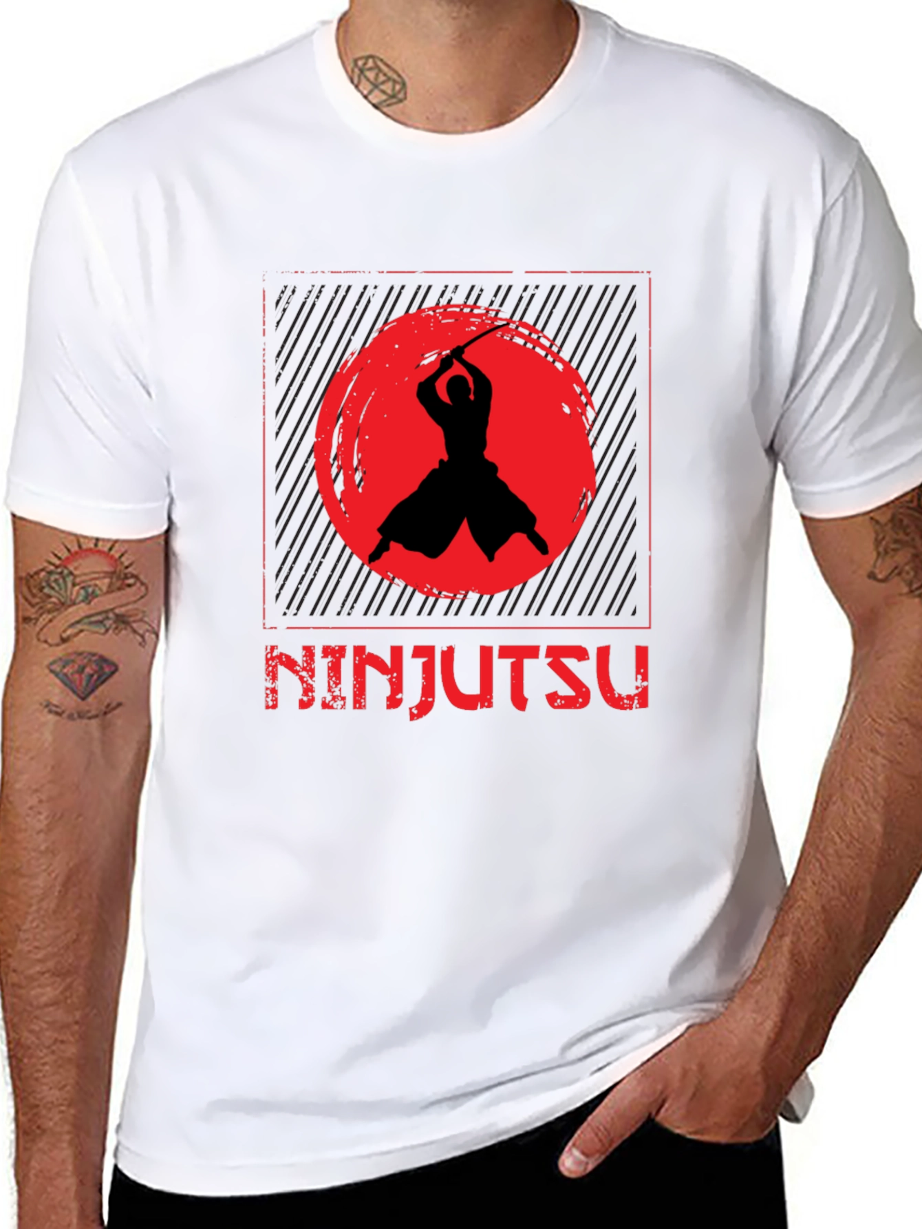 Ninjutsu Black T-Shirt - Samurai Warrior Design