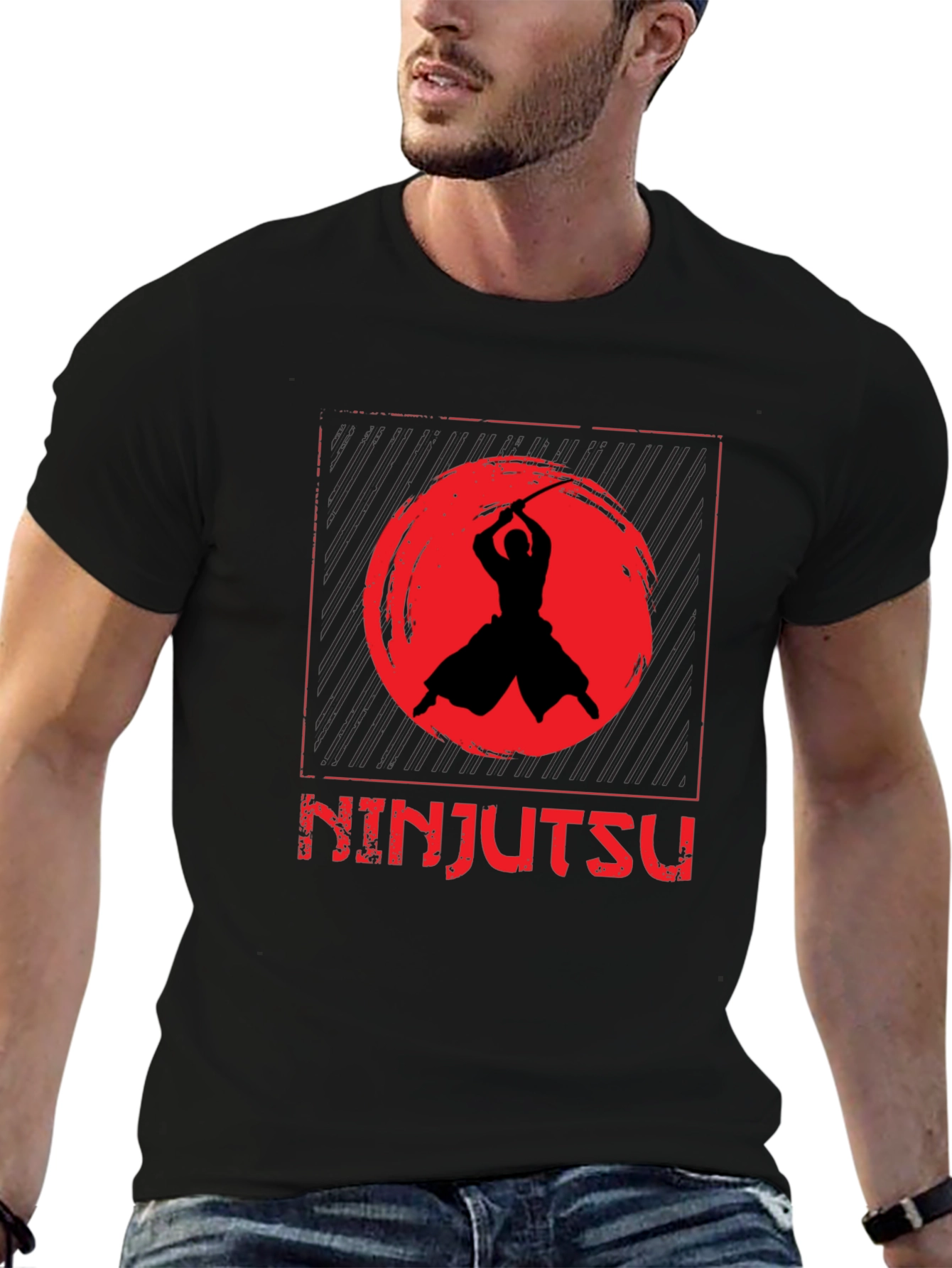 Ninjutsu Black T-Shirt - Samurai Warrior Design