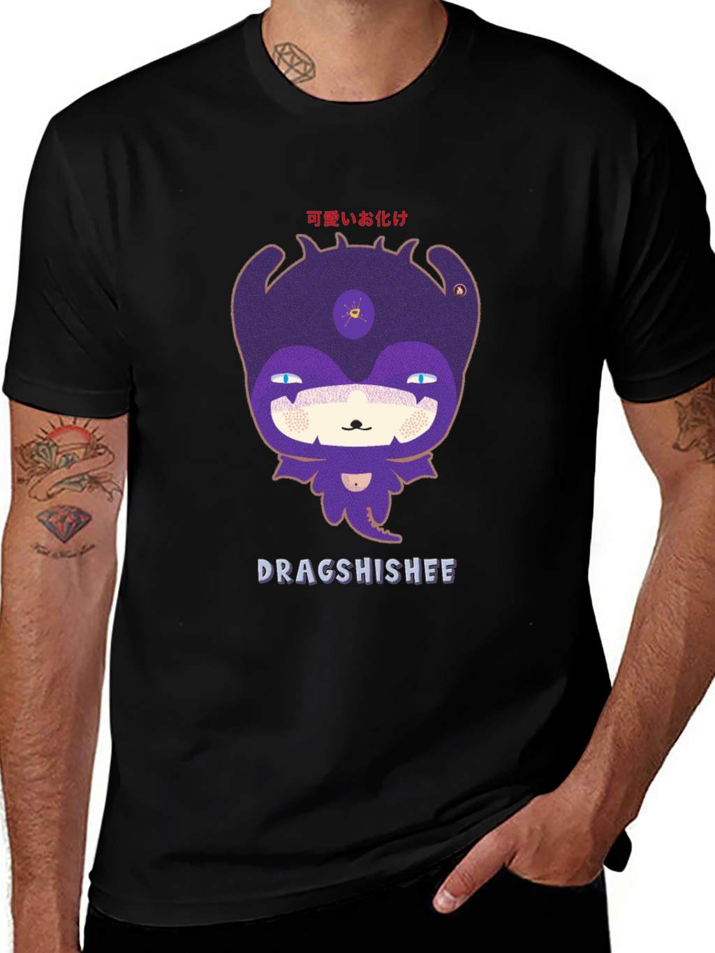 Dragshishee Graphic Tee - Black Cotton Blend
