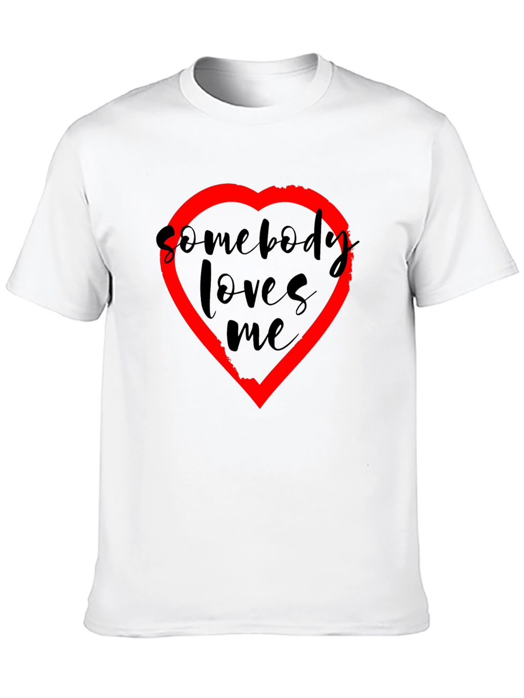 Somebody Loves Me T-Shirt - Black with Red Heart