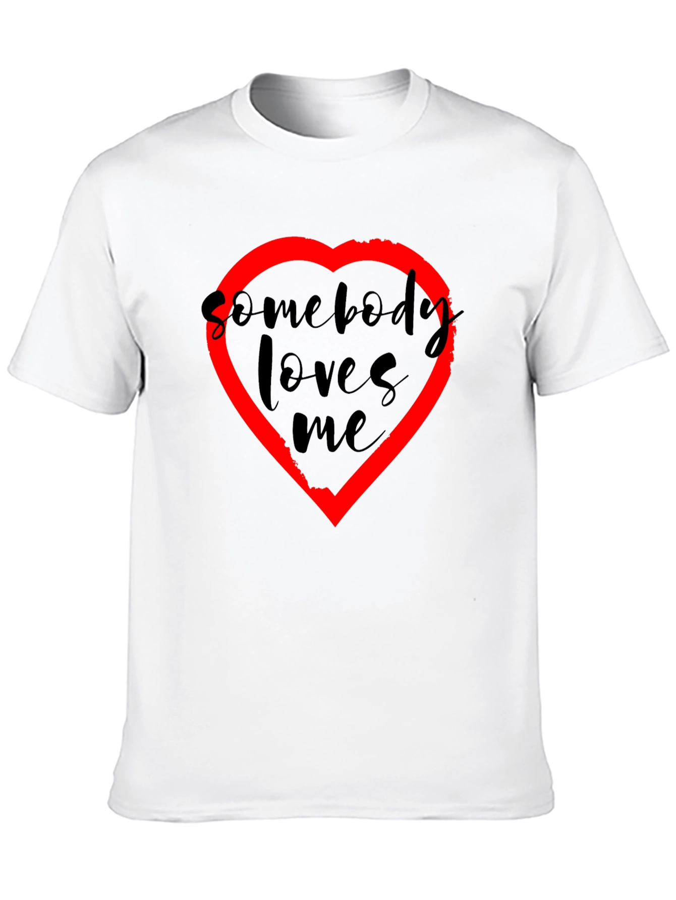 Somebody Loves Me T-Shirt - Black with Red Heart