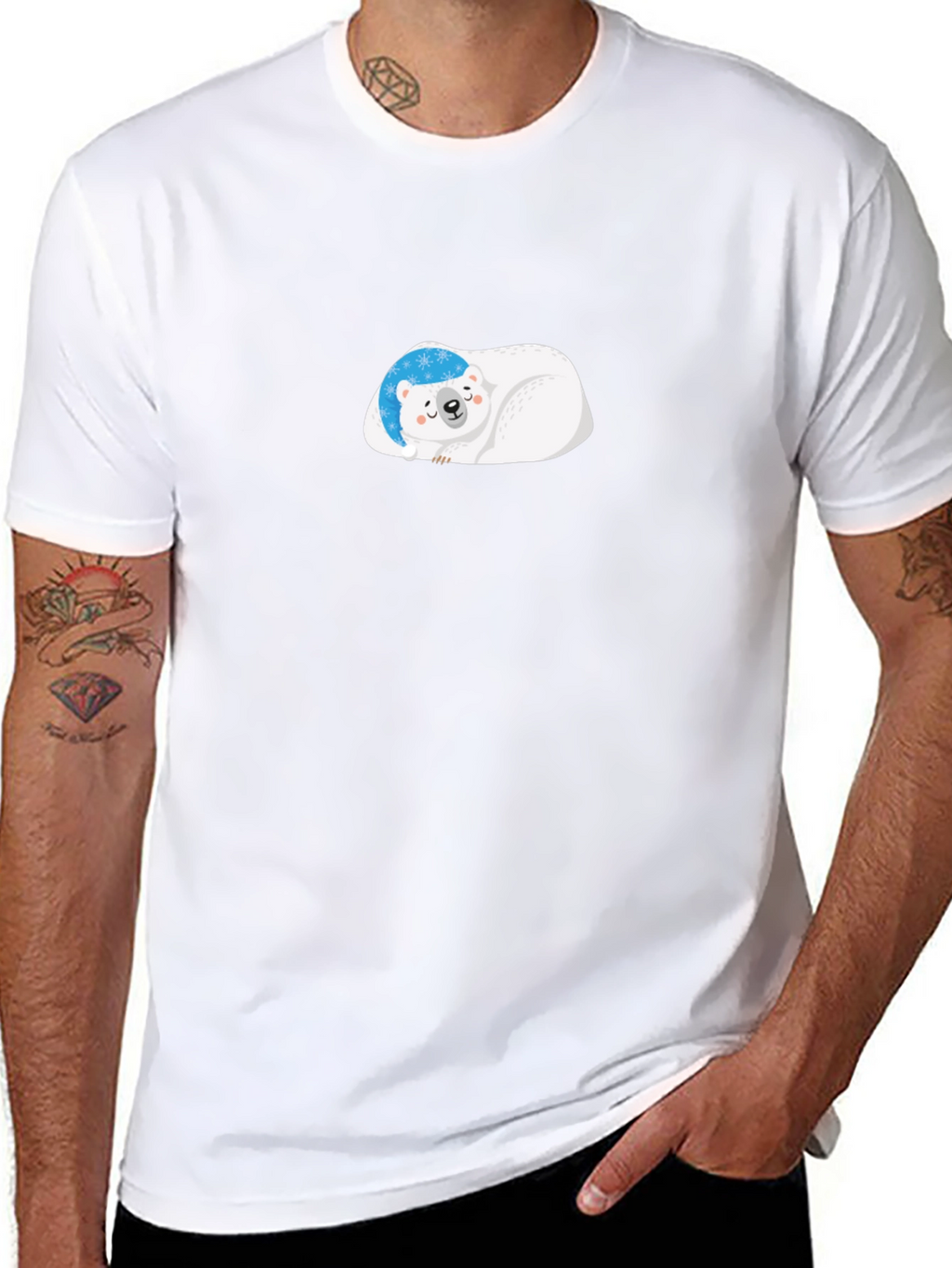 Cute Polar Bear Graphic Black T-Shirt