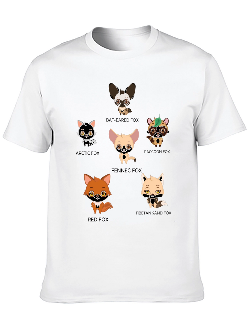 Cartoon Fox Species Graphic Print T-Shirt