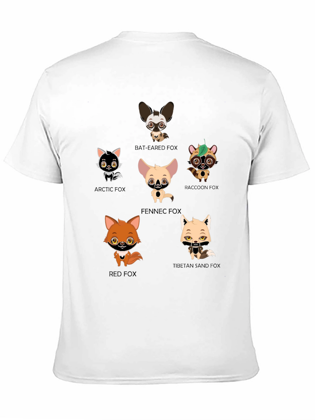 Cartoon Fox Species Graphic Print T-Shirt