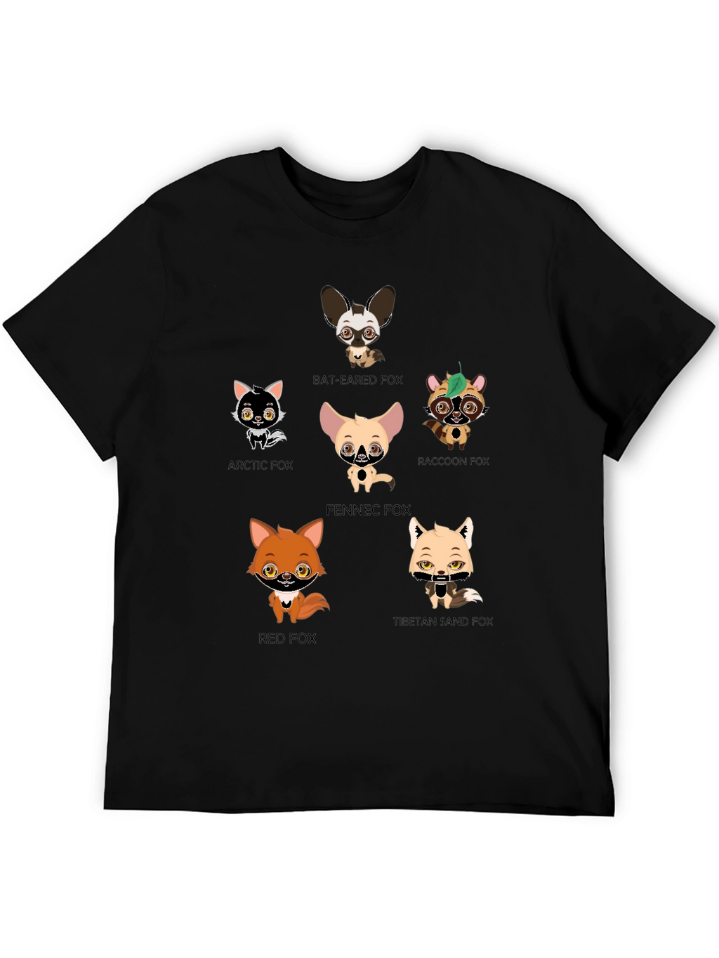 Cartoon Fox Species Graphic Print T-Shirt
