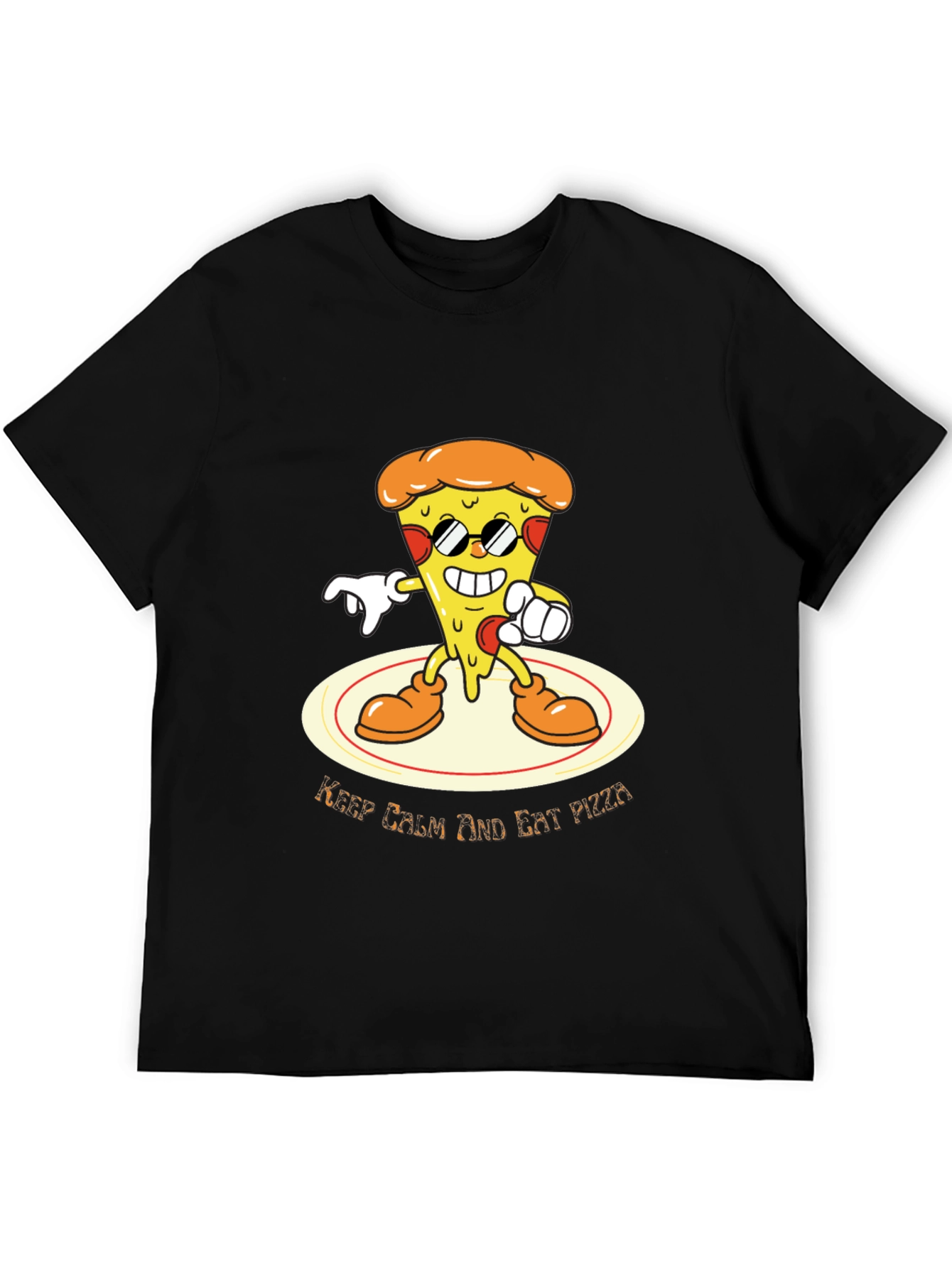 Cool Pizza Graphic T-Shirt - Keep Calm and Eat Pizza