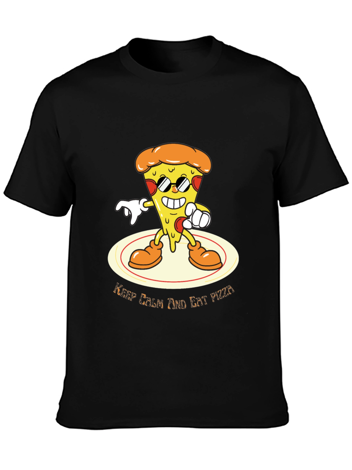 Cool Pizza Graphic T-Shirt - Keep Calm and Eat Pizza