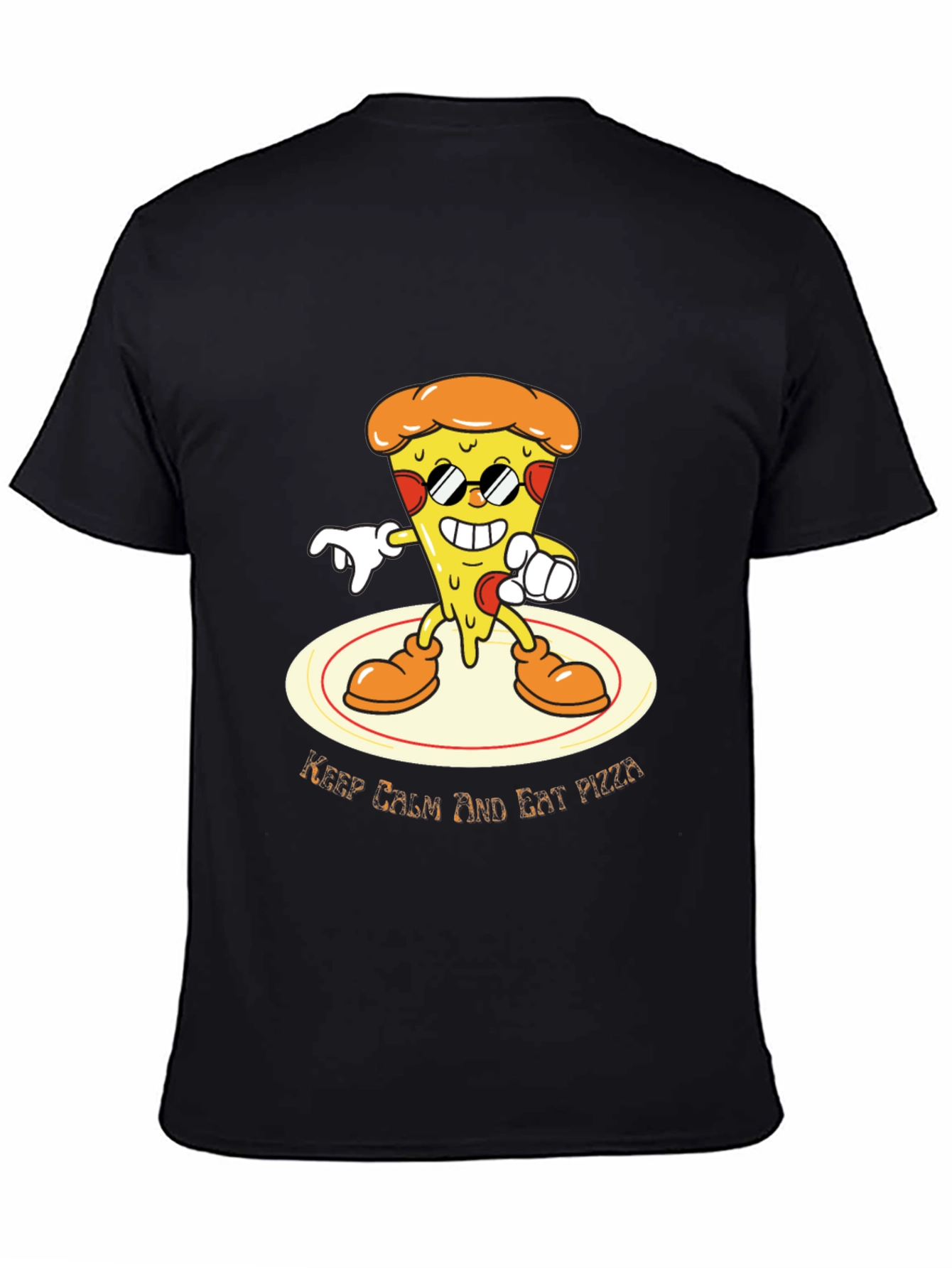 Cool Pizza Graphic T-Shirt - Keep Calm and Eat Pizza