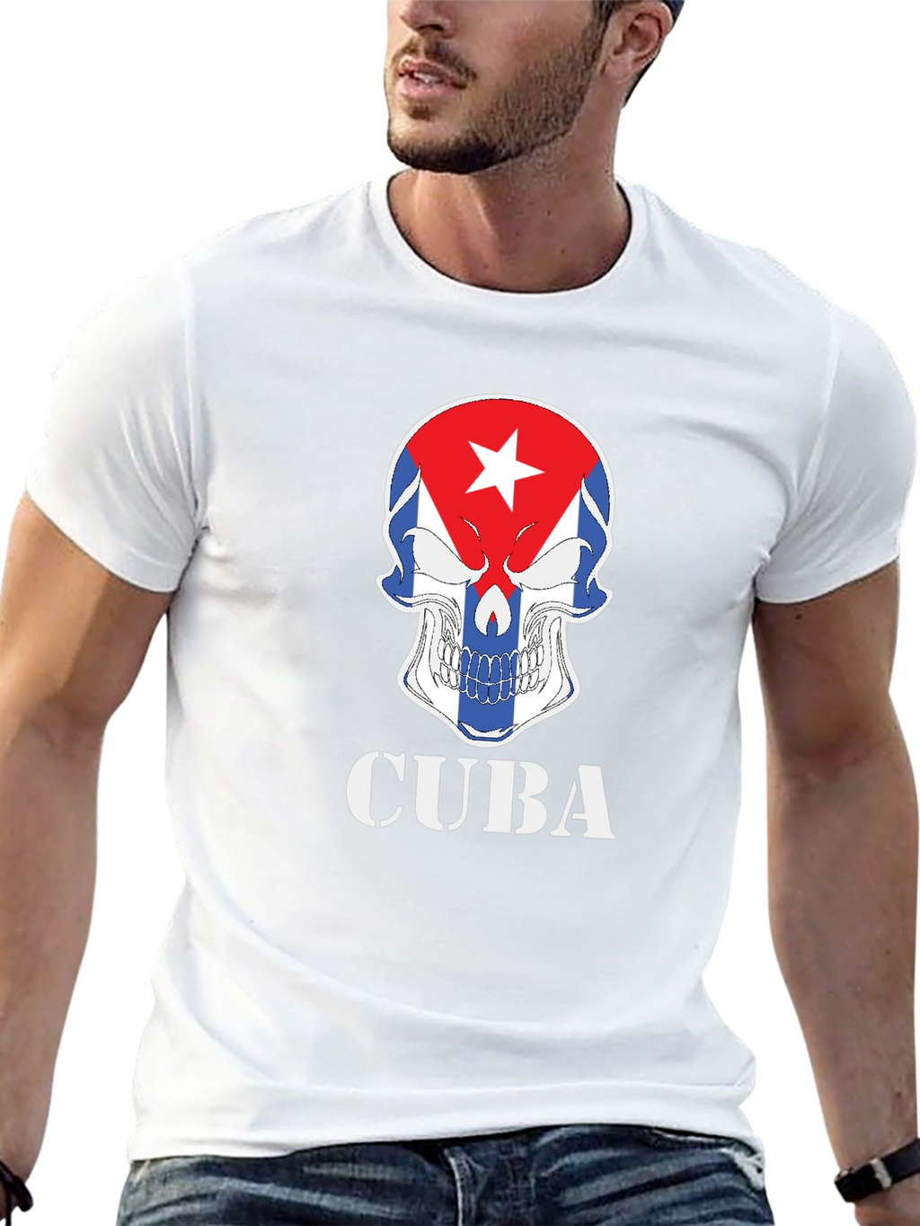 Cuba Skull Graphic T-Shirt - Patriotic Pride
