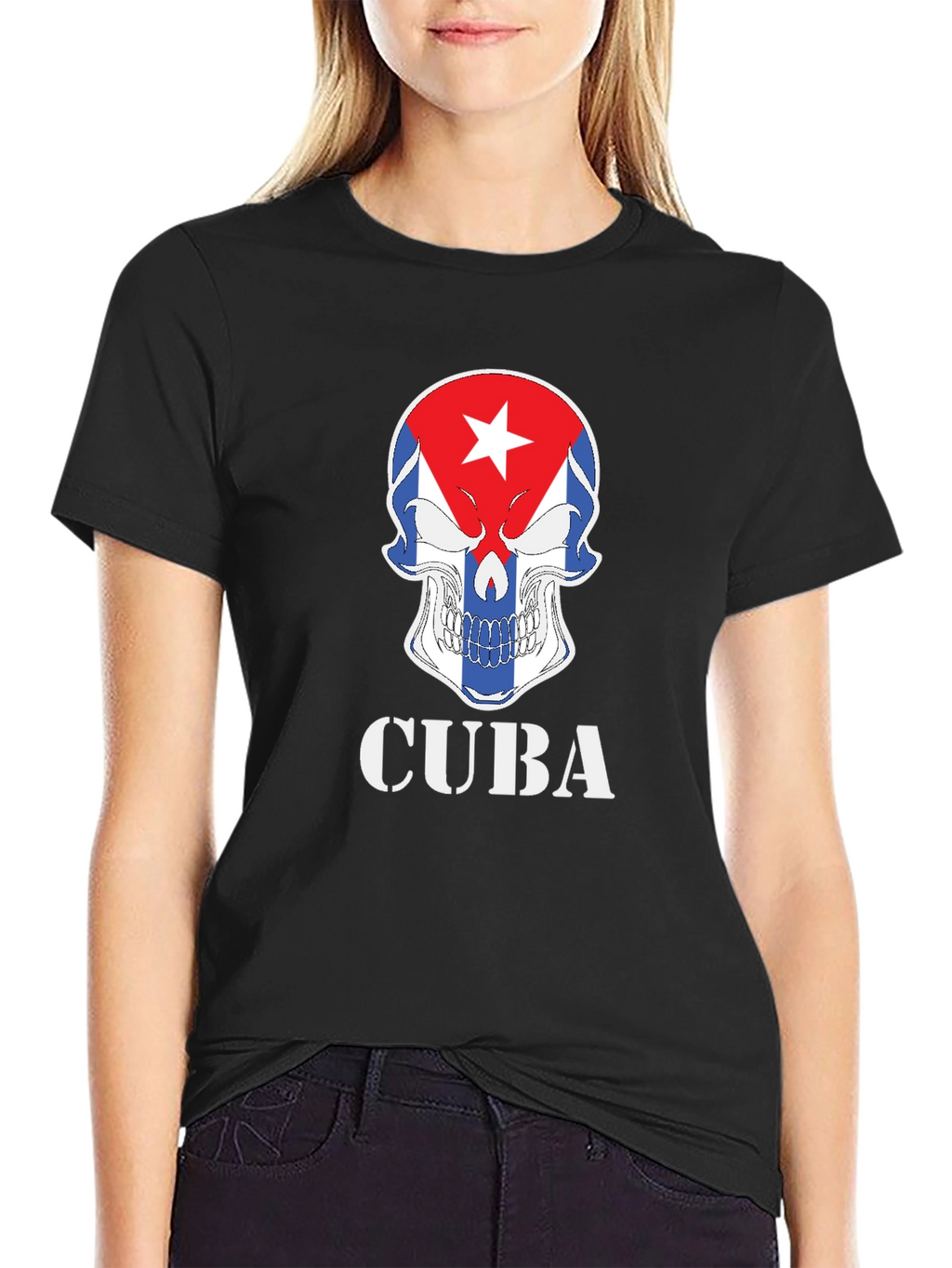 Cuba Skull Graphic T-Shirt - Patriotic Pride