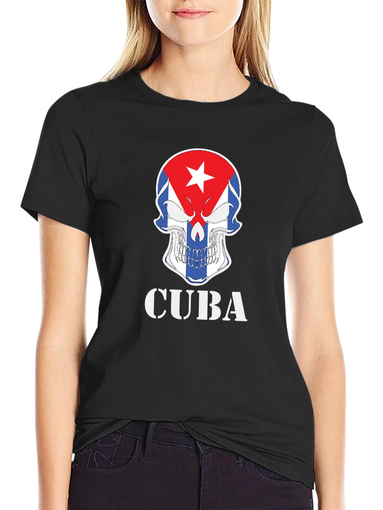 Cuba Skull Graphic T-Shirt - Patriotic Pride