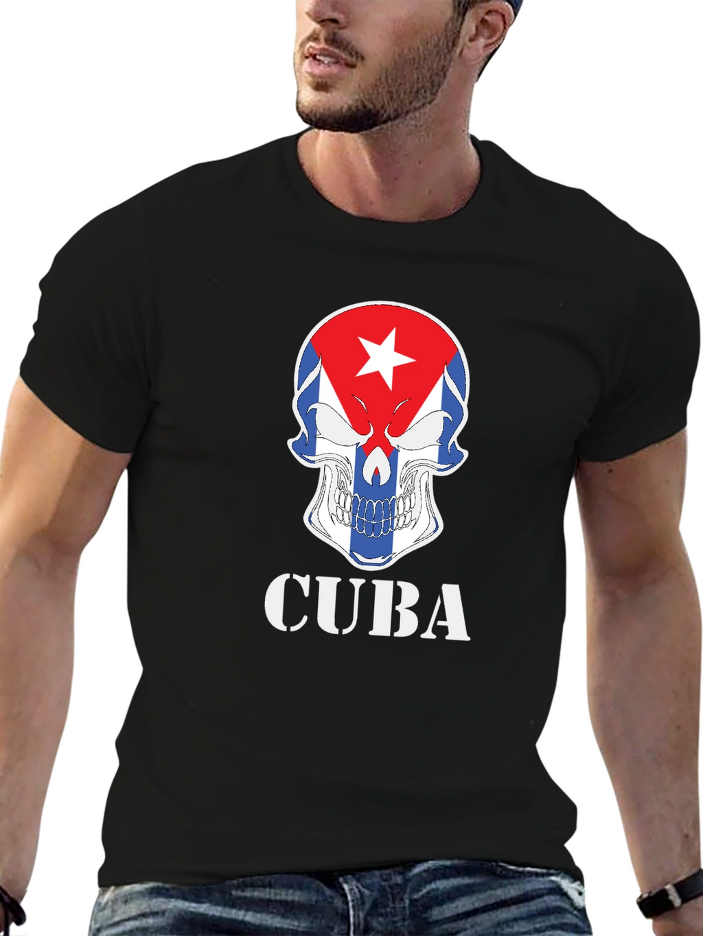 Cuba Skull Graphic T-Shirt - Patriotic Pride