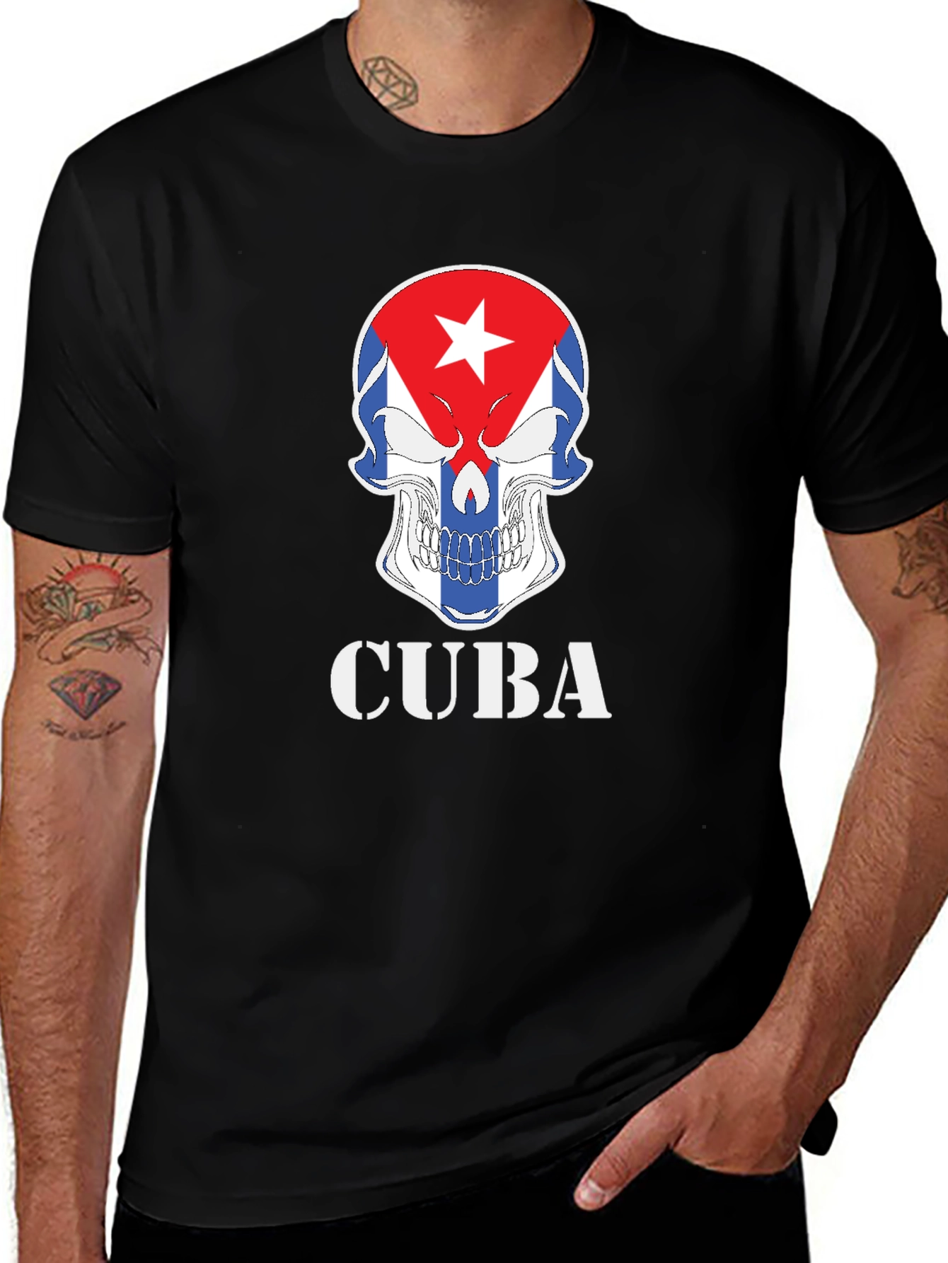 Cuba Skull Graphic T-Shirt - Patriotic Pride