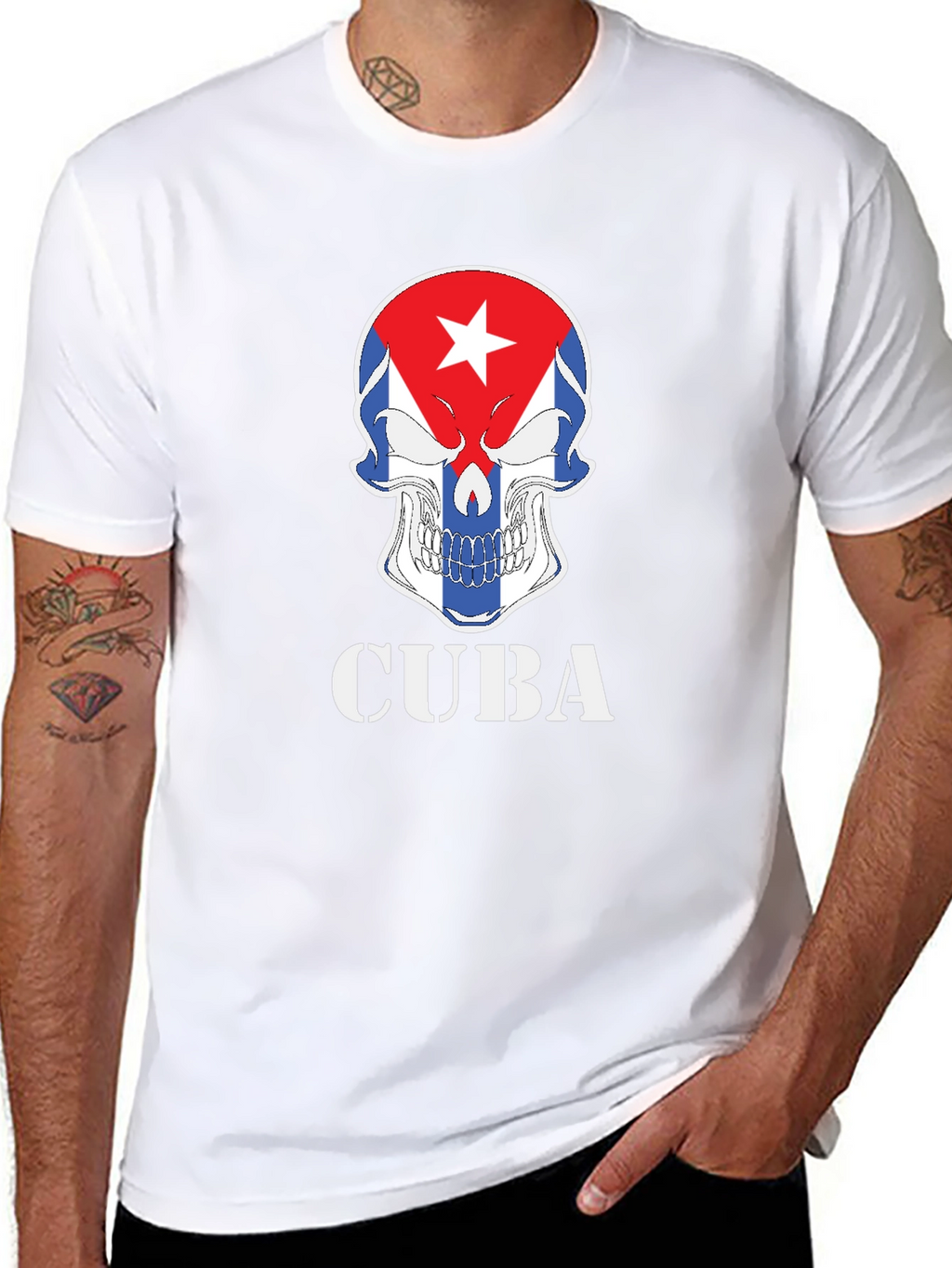 Cuba Skull Graphic T-Shirt - Patriotic Pride