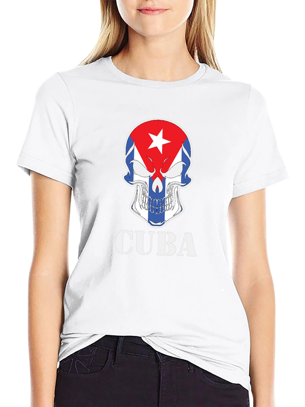 Cuba Skull Graphic T-Shirt - Patriotic Pride