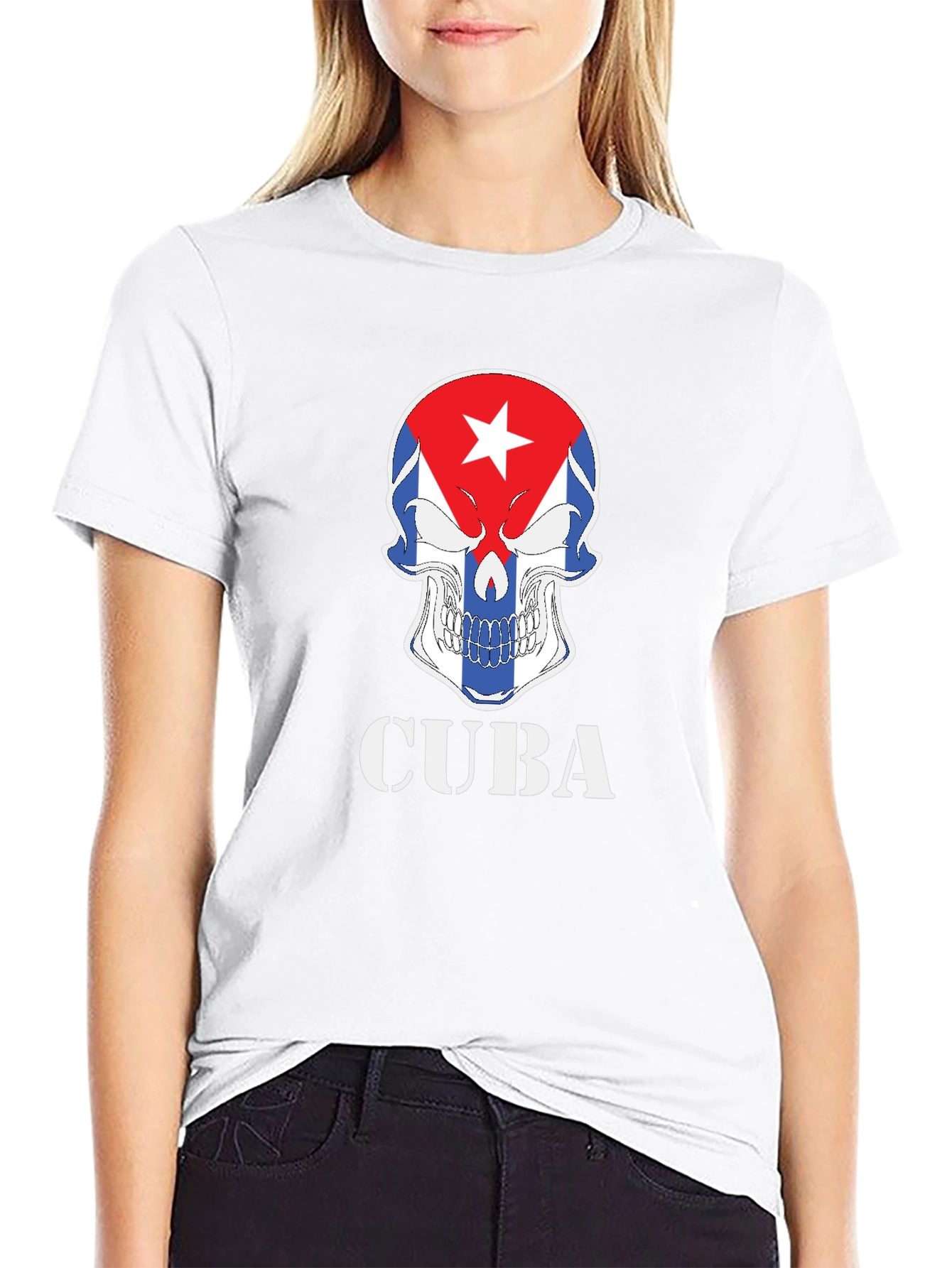 Cuba Skull Graphic T-Shirt - Patriotic Pride