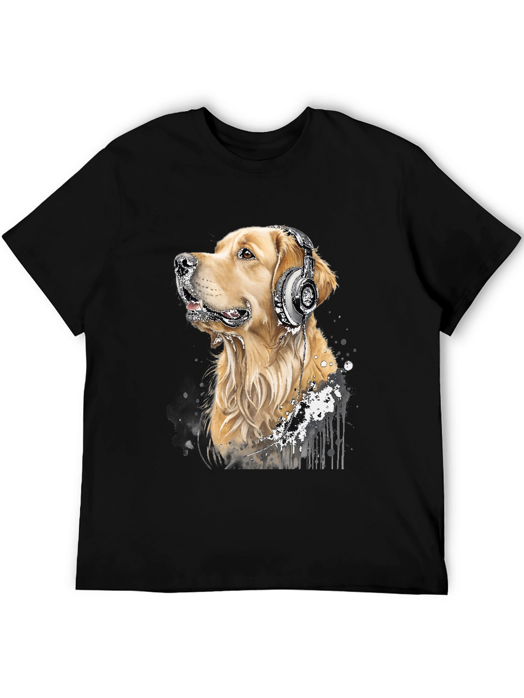 Dog with Headphones Graphic Tee - Music Lover Shirt