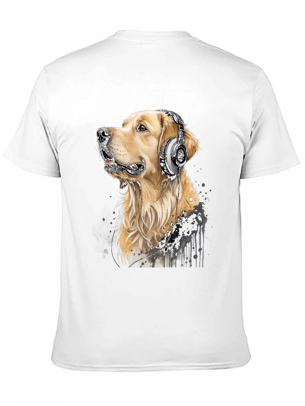 Dog with Headphones Graphic Tee - Music Lover Shirt