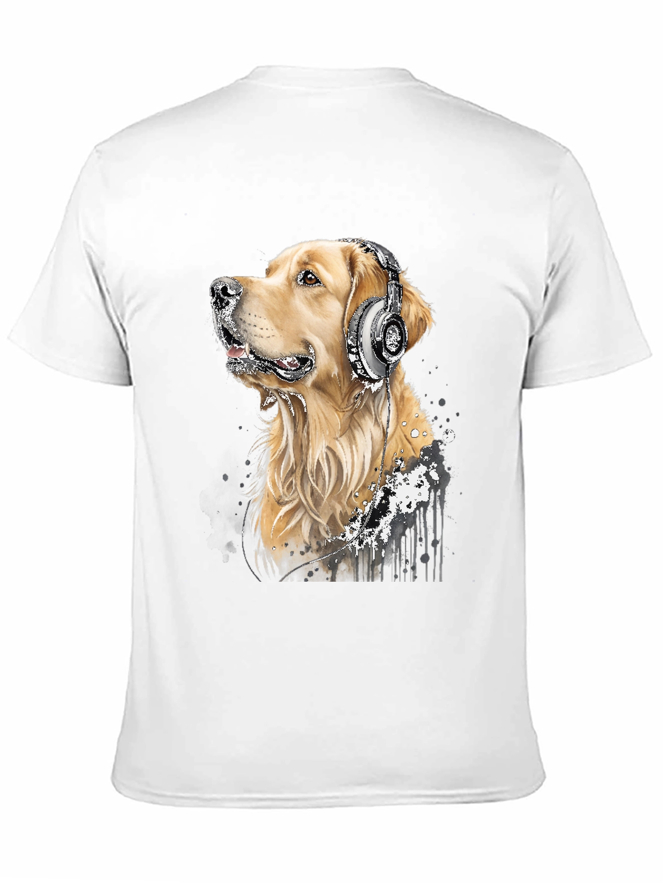 Dog with Headphones Graphic Tee - Music Lover Shirt