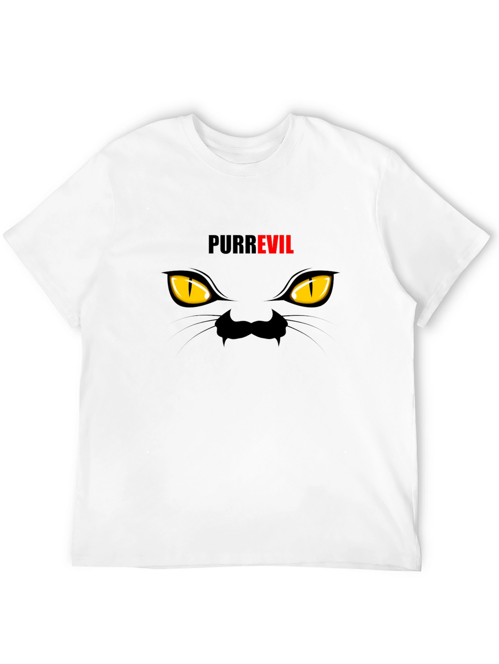 Purr Evil Cat Eyes Graphic T-Shirt - Black