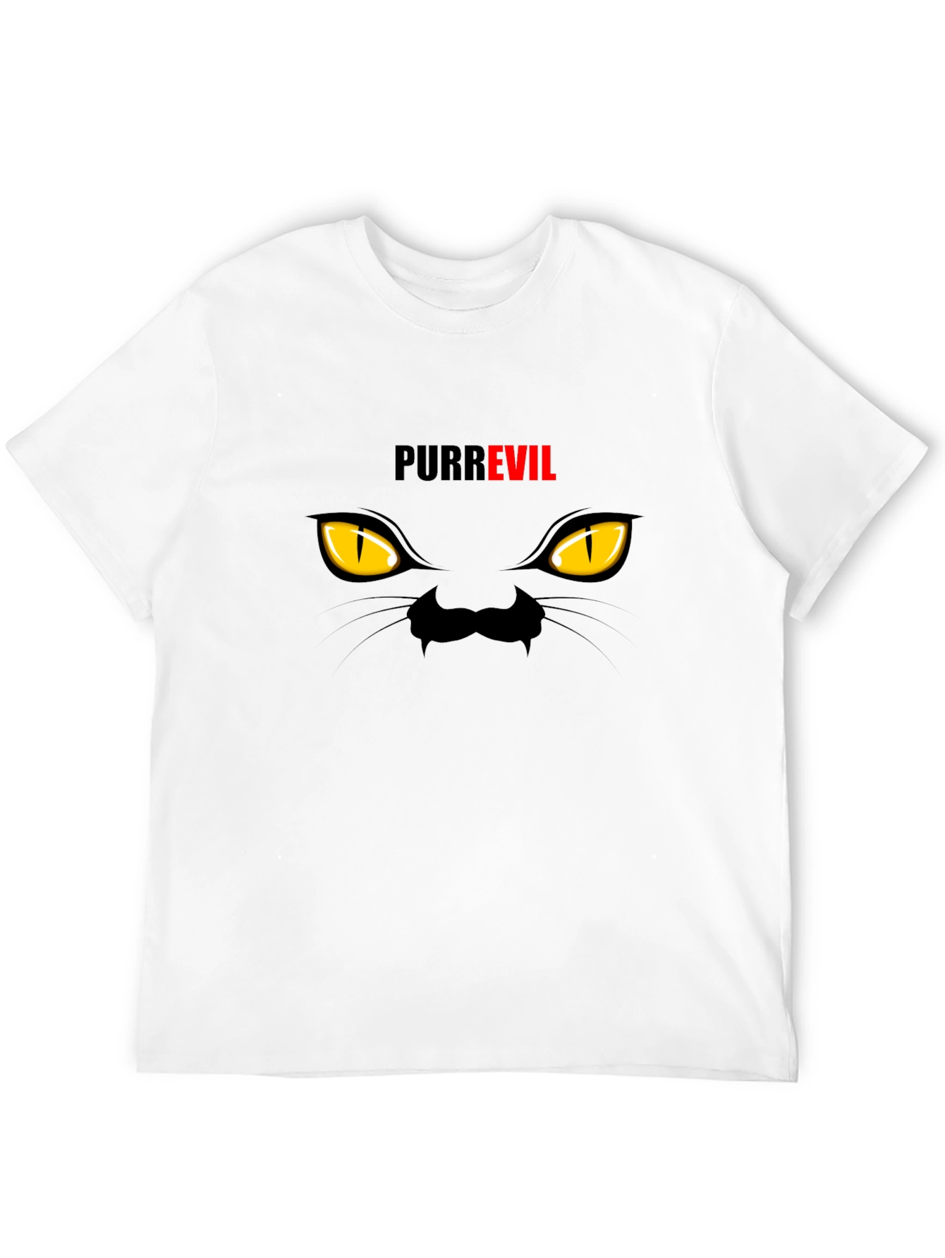 Purr Evil Cat Eyes Graphic T-Shirt - Black