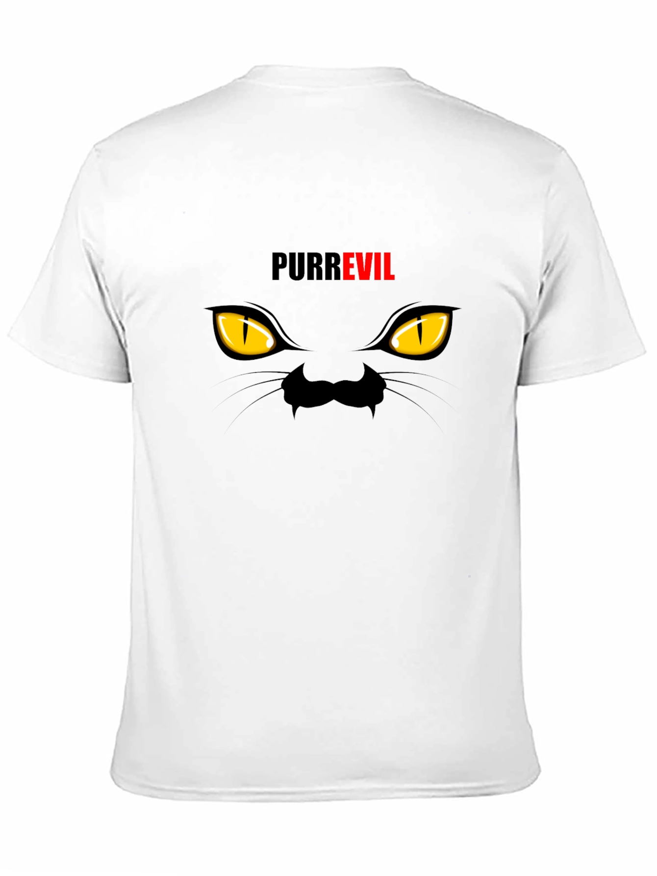 Purr Evil Cat Eyes Graphic T-Shirt - Black