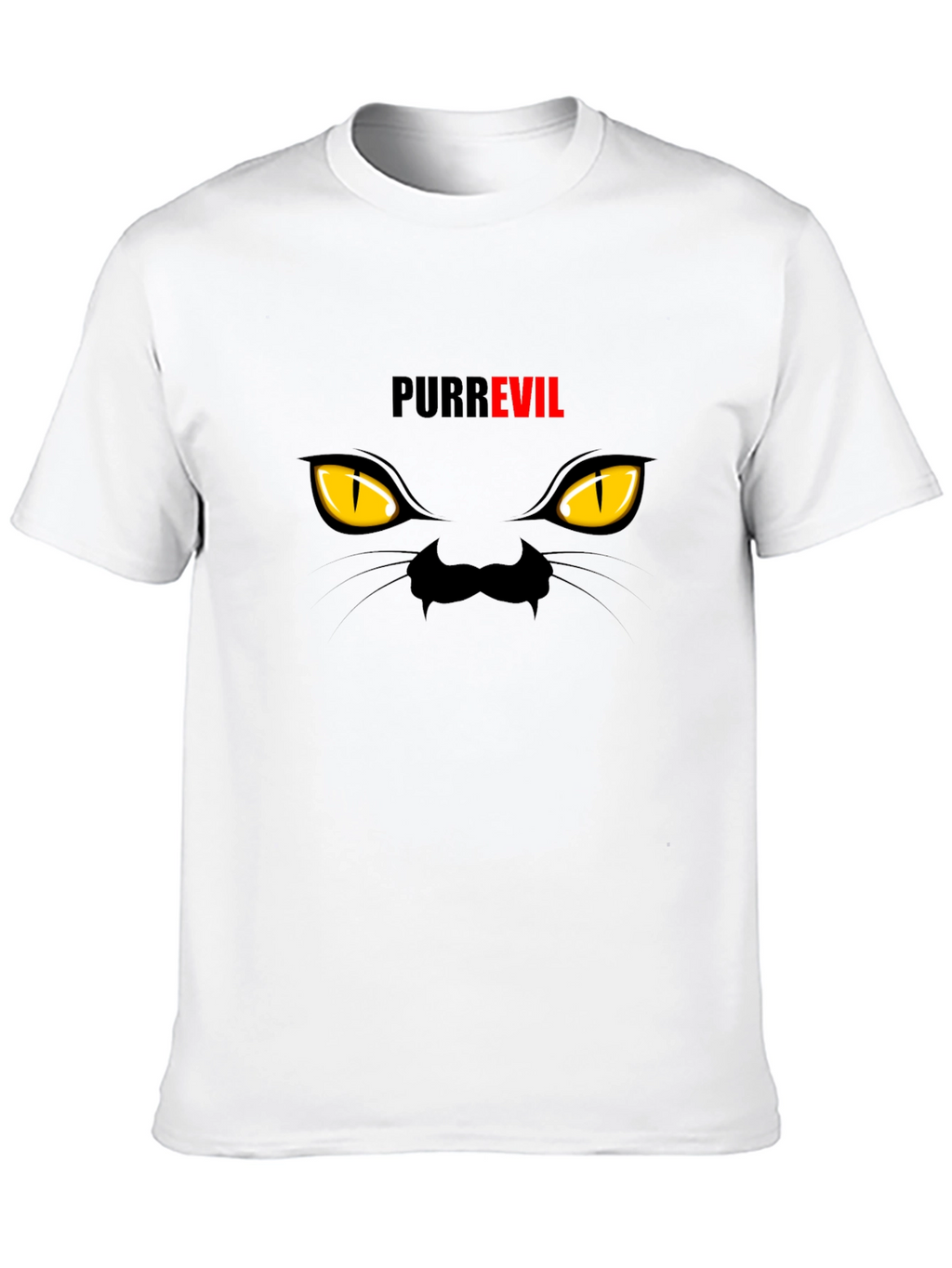 Purr Evil Cat Eyes Graphic T-Shirt - Black