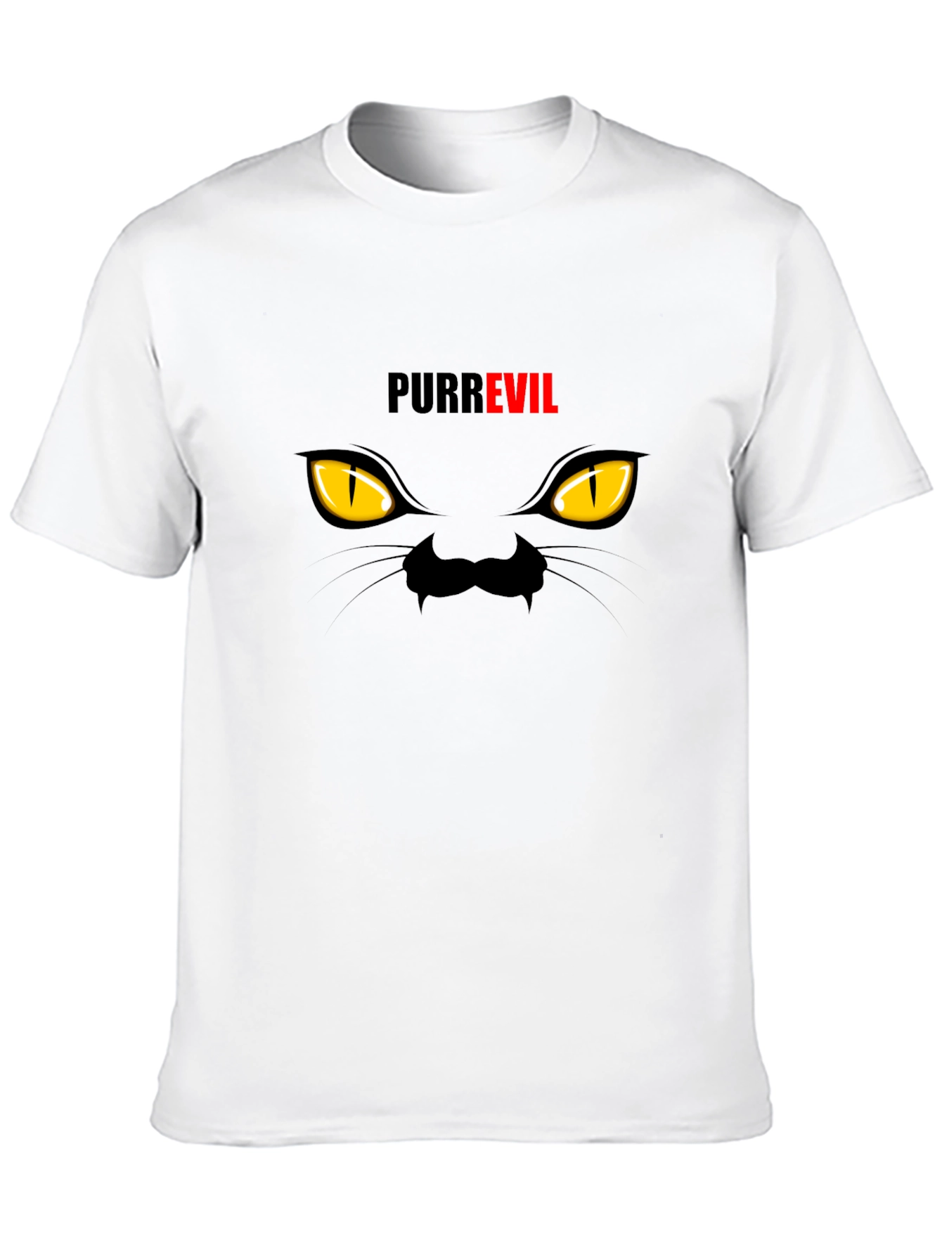 Purr Evil Cat Eyes Graphic T-Shirt - Black