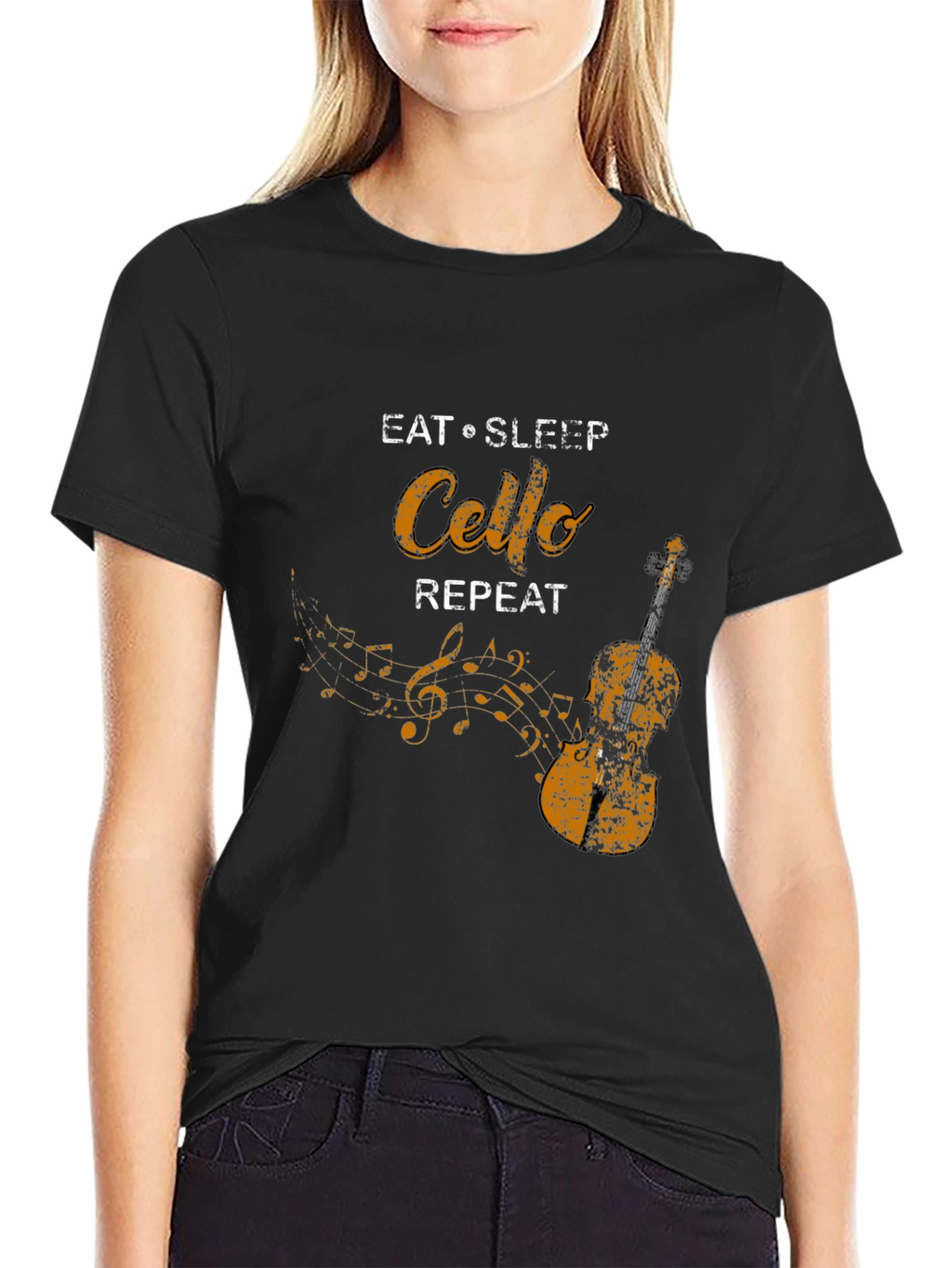 Eat Sleep Cello Repeat Black T-Shirt