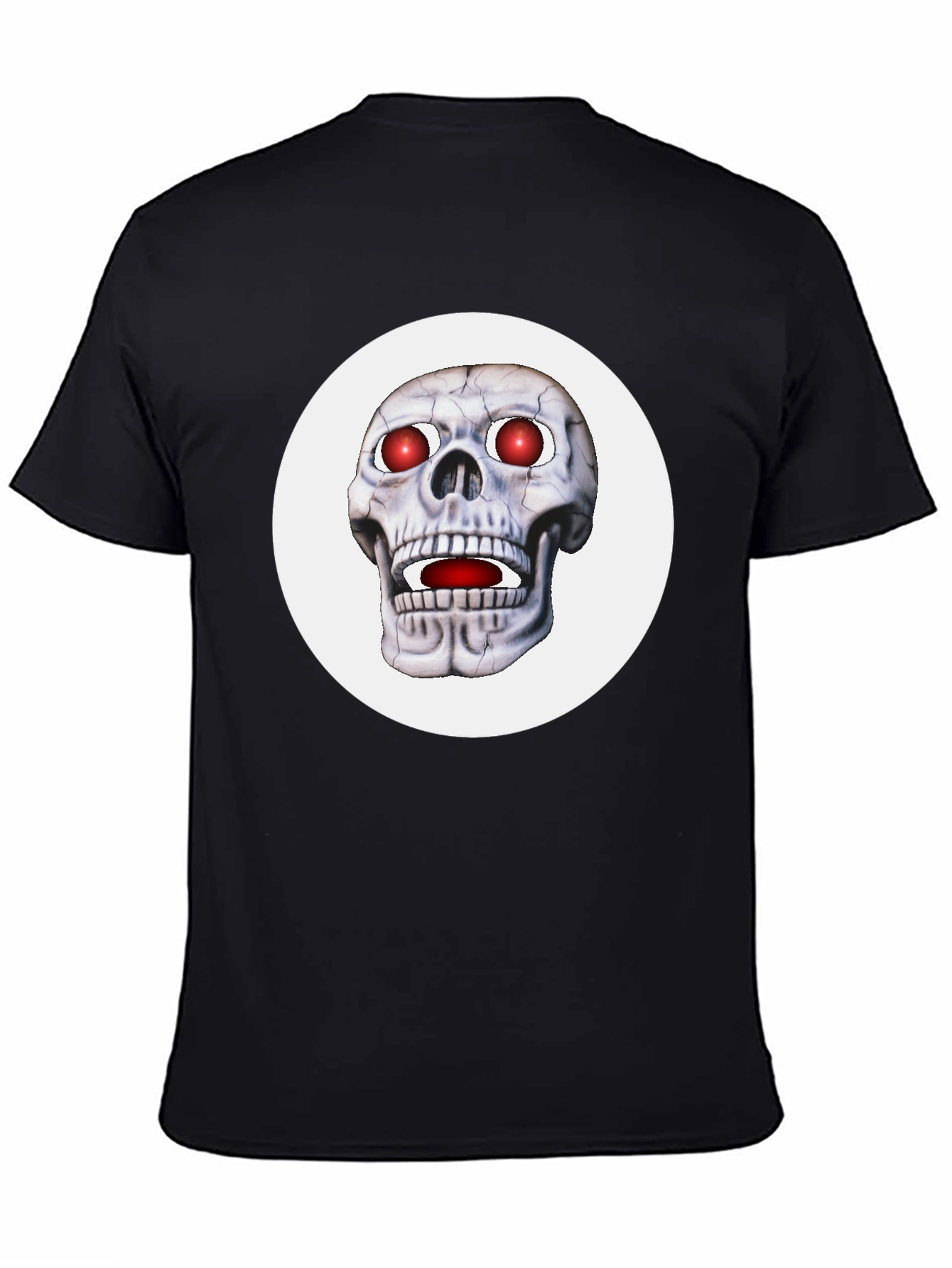 Mens Black T-Shirt with Glowing Skull Design