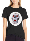 Mens Black T-Shirt with Glowing Skull Design