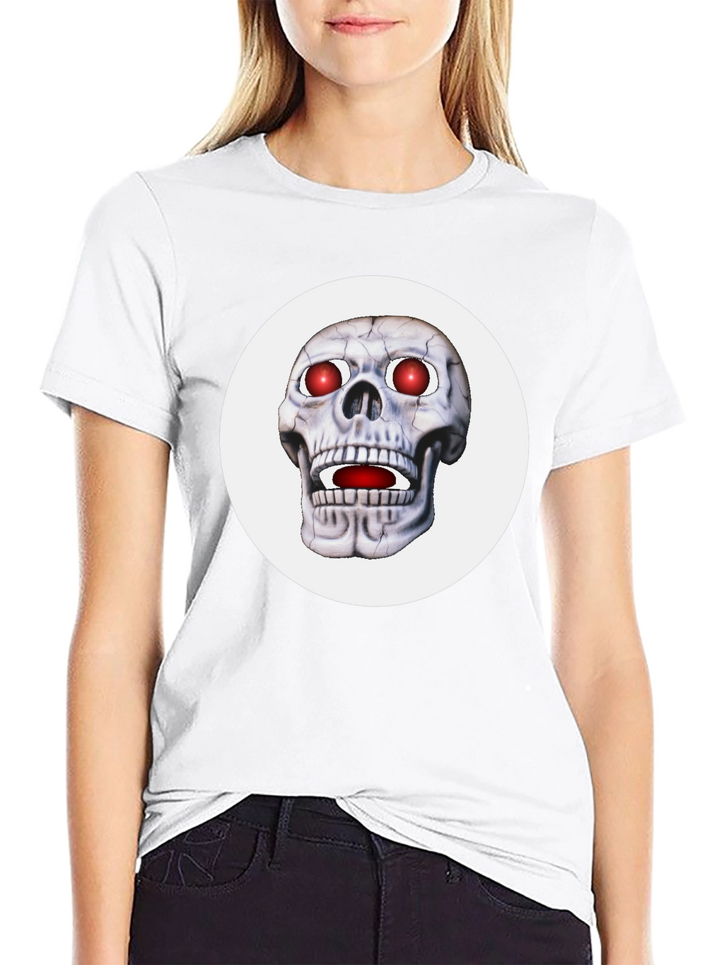 Mens Black T-Shirt with Glowing Skull Design