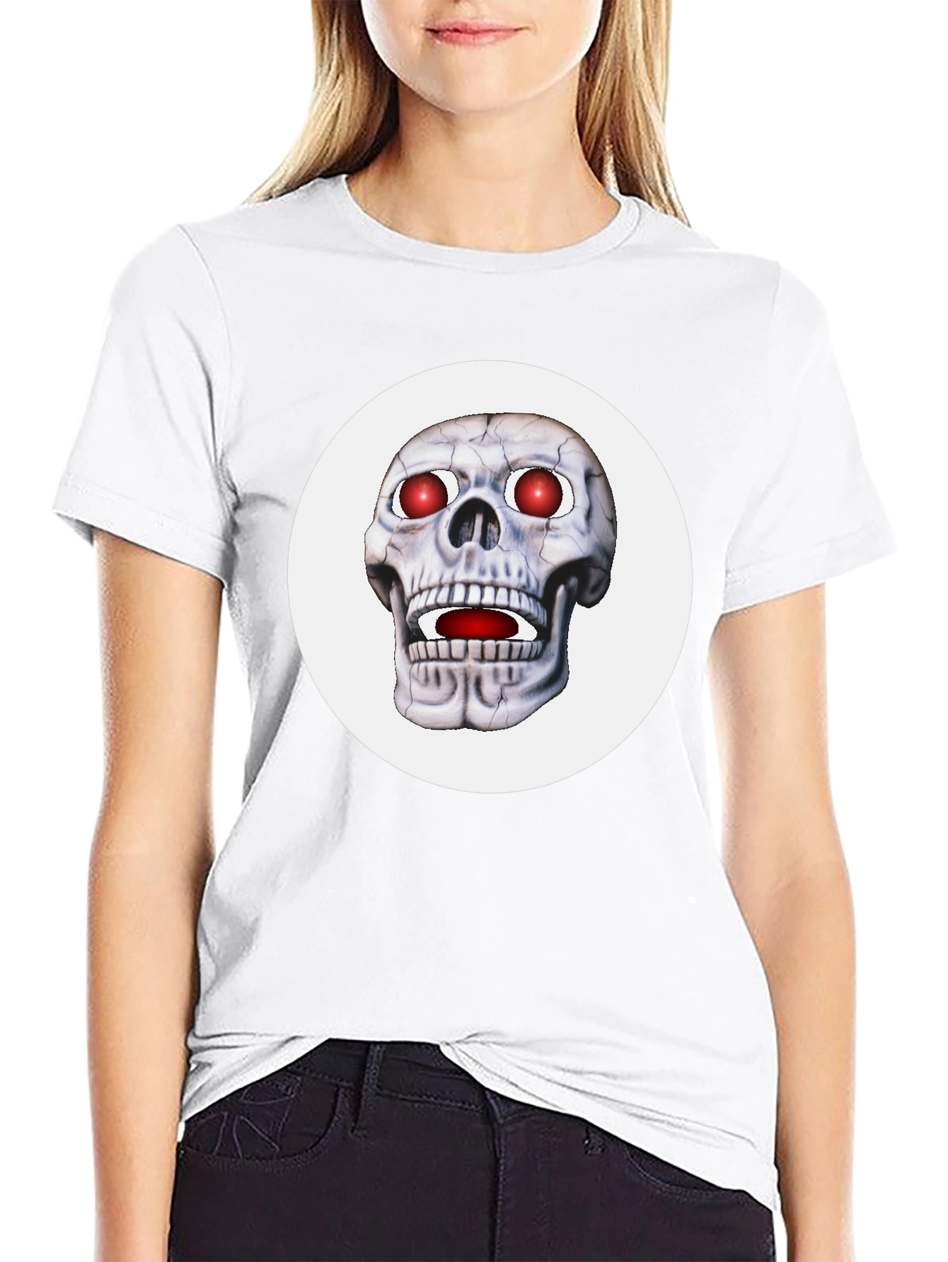 Mens Black T-Shirt with Glowing Skull Design