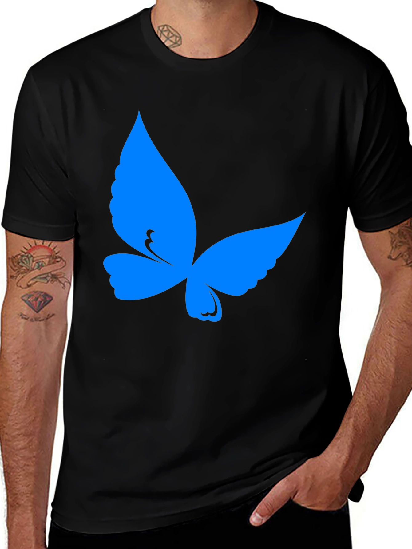 Butterfly Graphic Tee - Soft Black Cotton