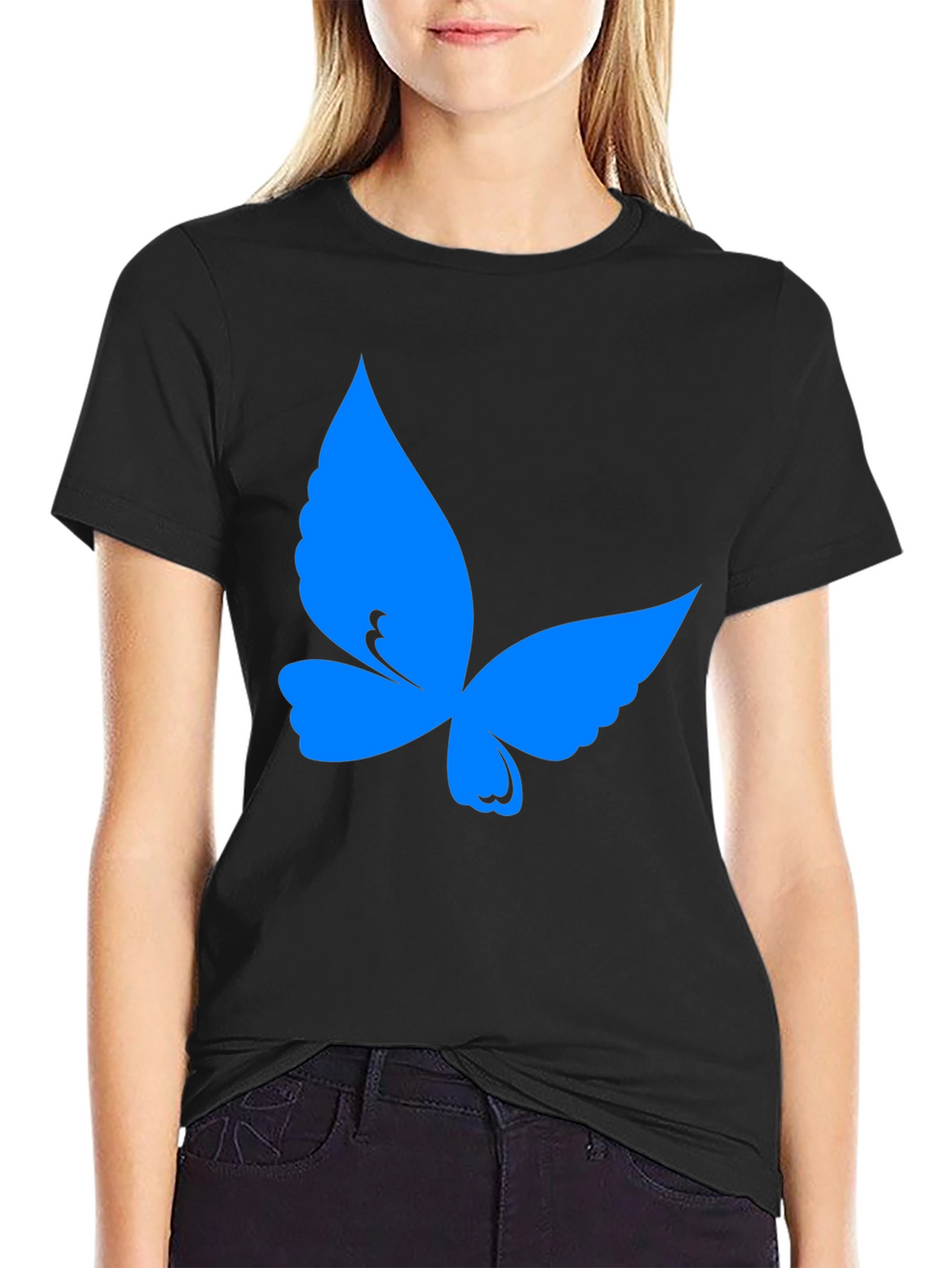 Butterfly Graphic Tee - Soft Black Cotton