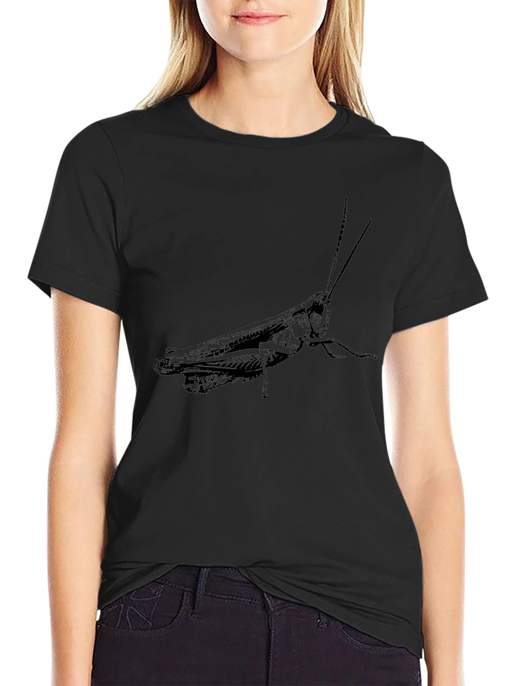 Grasshopper Graphic Print Black Tee
