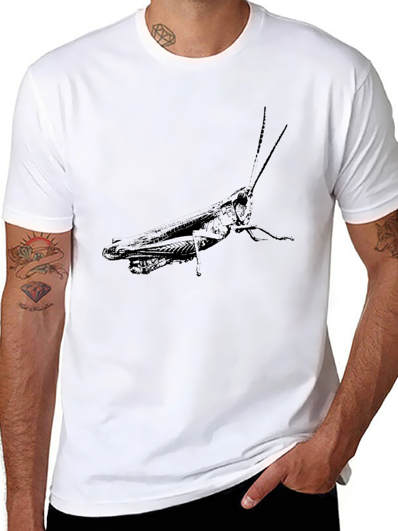 Grasshopper Graphic Print Black Tee