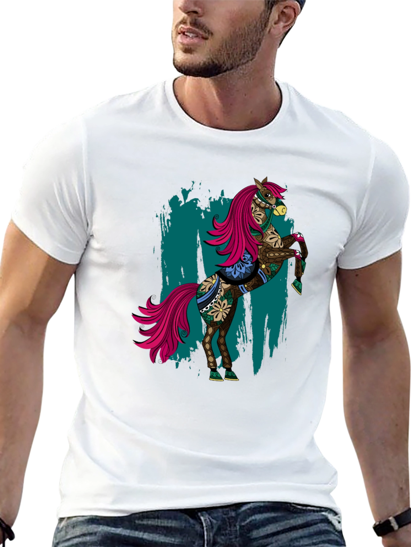 Cool Horse Tee - Mens Black Graphic T-Shirt