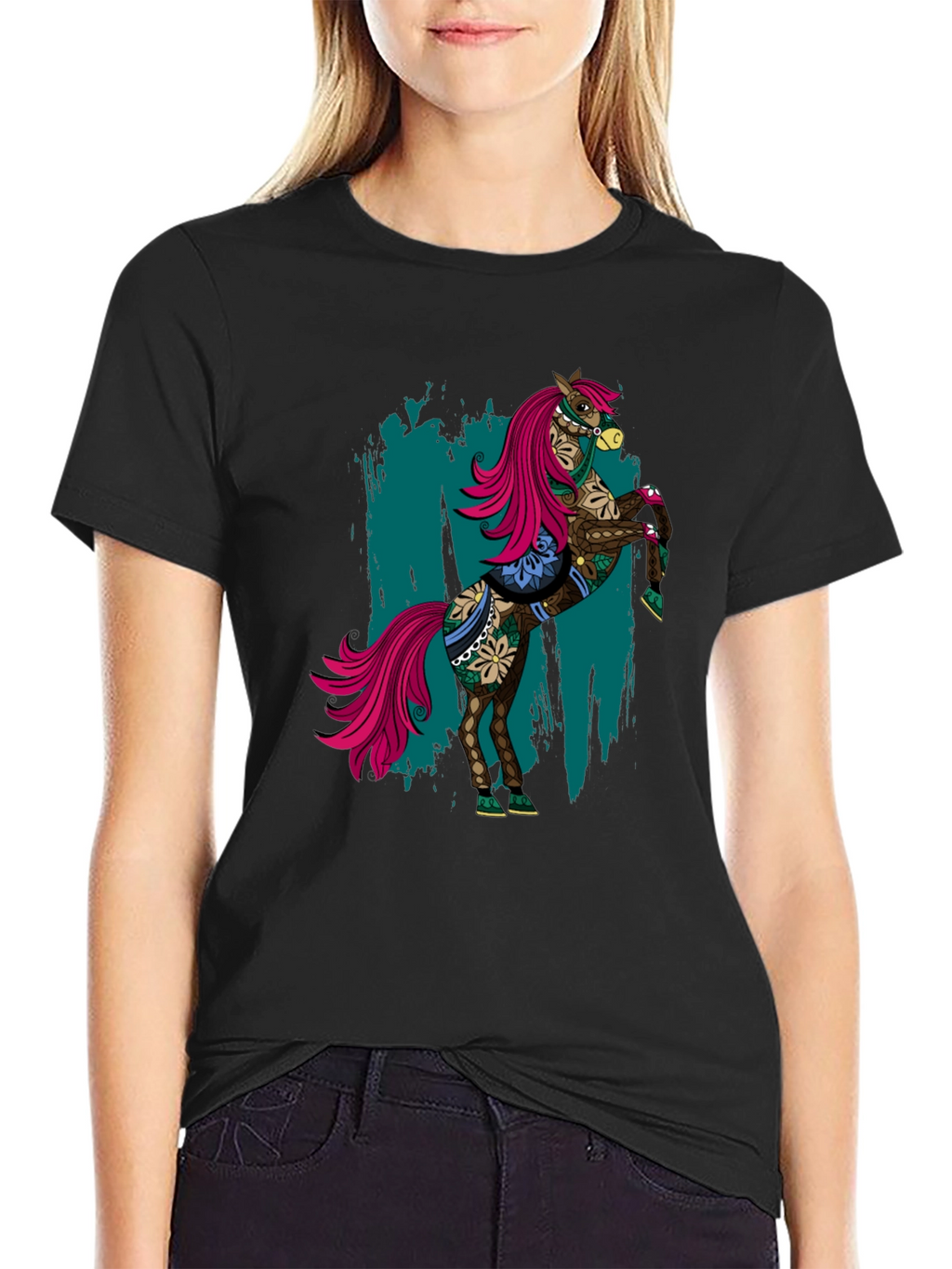 Cool Horse Tee - Mens Black Graphic T-Shirt