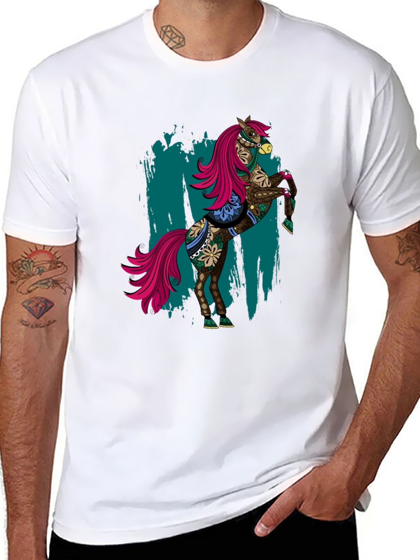 Cool Horse Tee - Mens Black Graphic T-Shirt