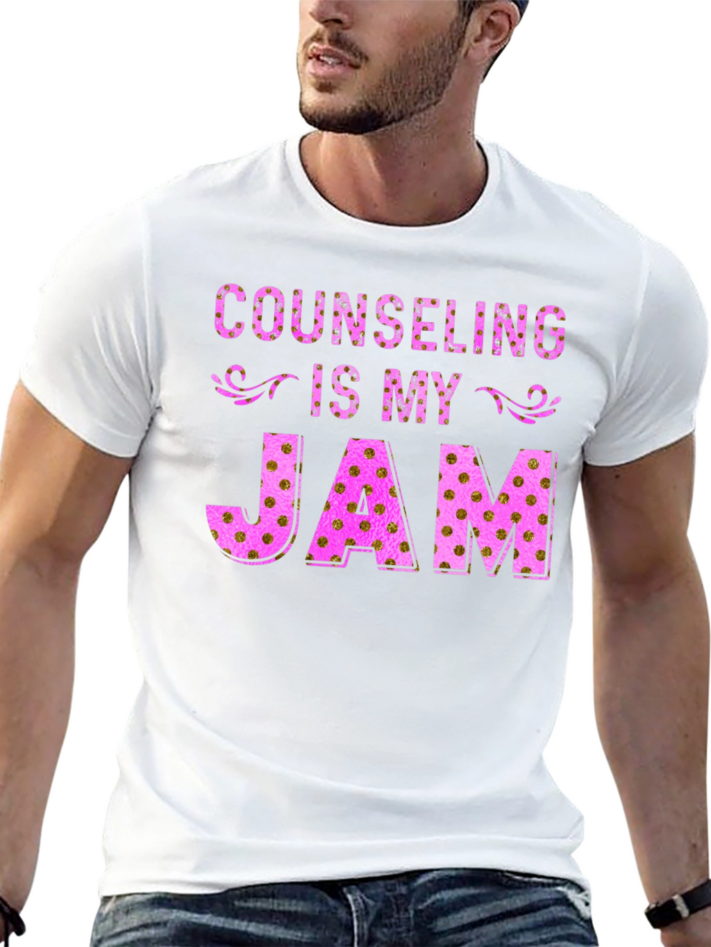 Counseling Is My Jam T-Shirt - Pink Gold Design