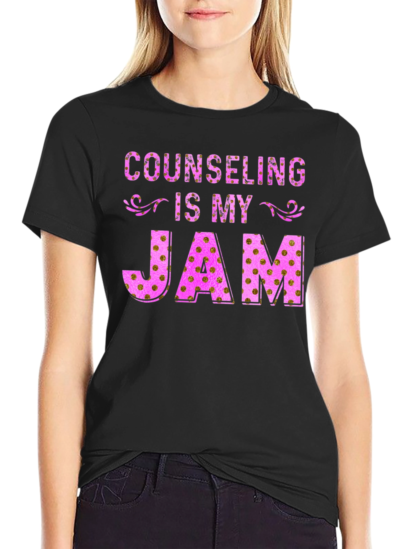 Counseling Is My Jam T-Shirt - Pink Gold Design