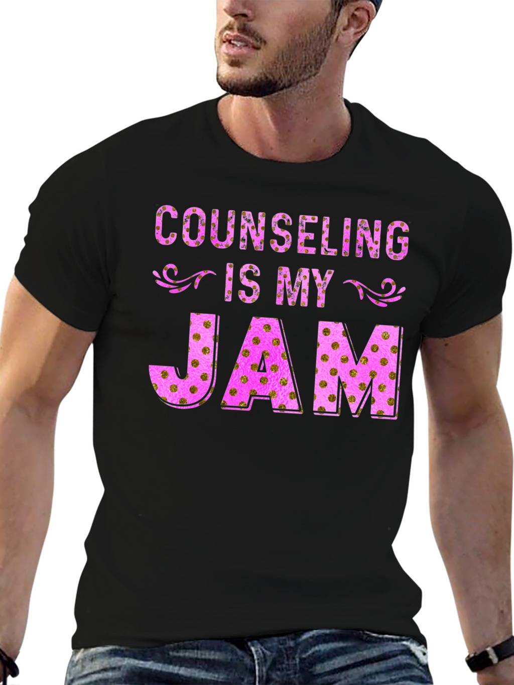 Counseling Is My Jam T-Shirt - Pink Gold Design