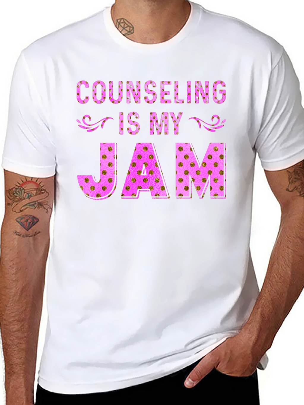 Counseling Is My Jam T-Shirt - Pink Gold Design