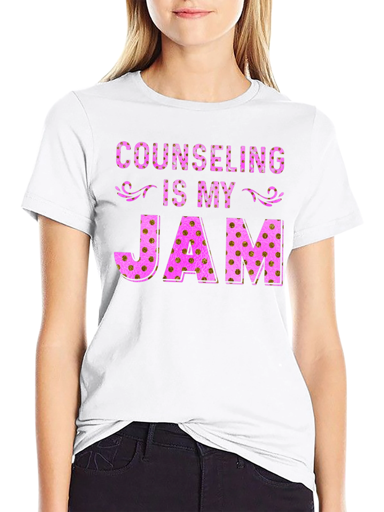 Counseling Is My Jam T-Shirt - Pink Gold Design