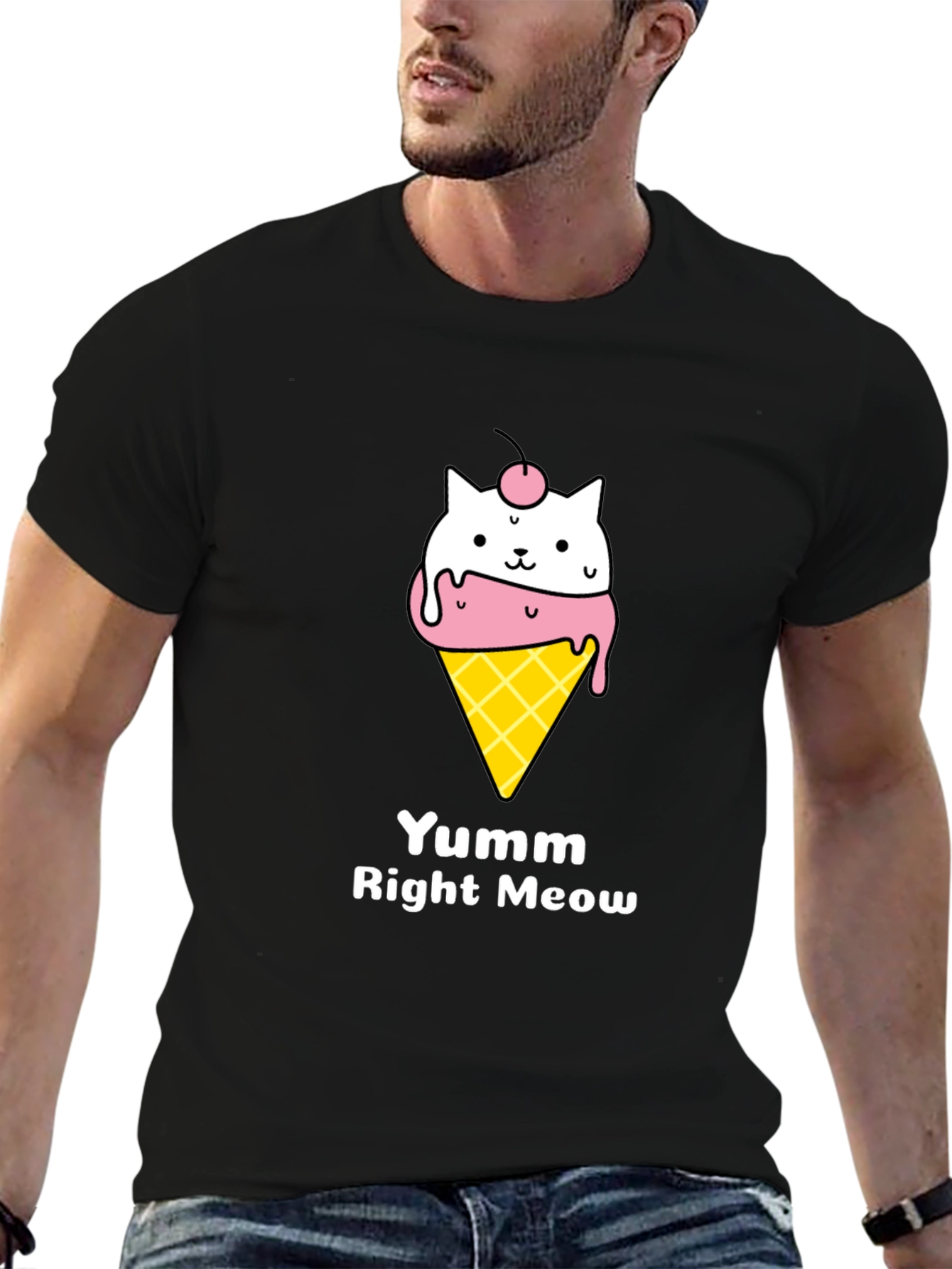 Yumm Right Meow Cat Ice Cream T-Shirt