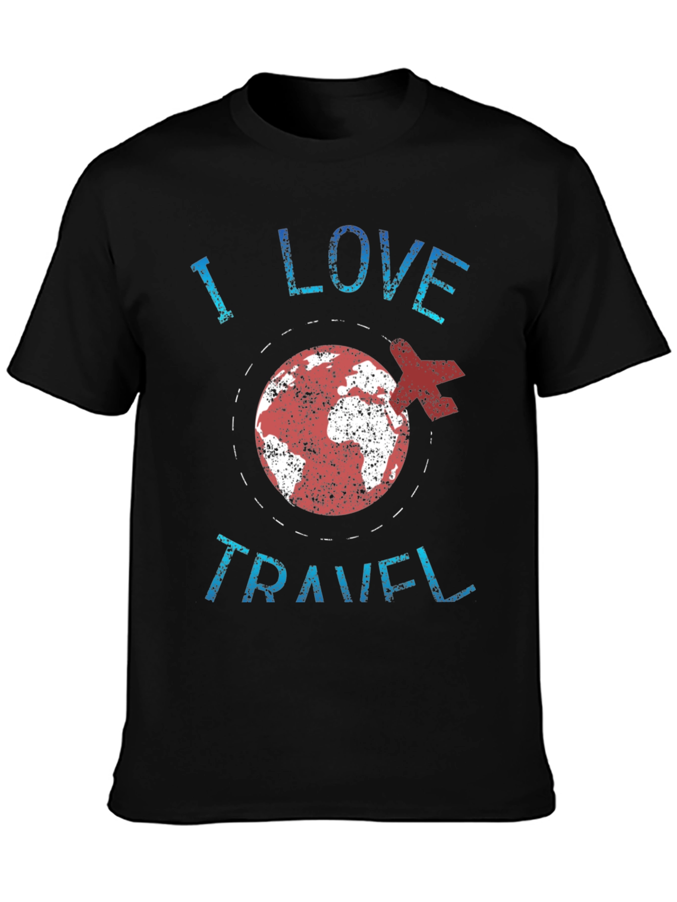 I Love Travel T-Shirt - Airplane & Earth Graphic Tee