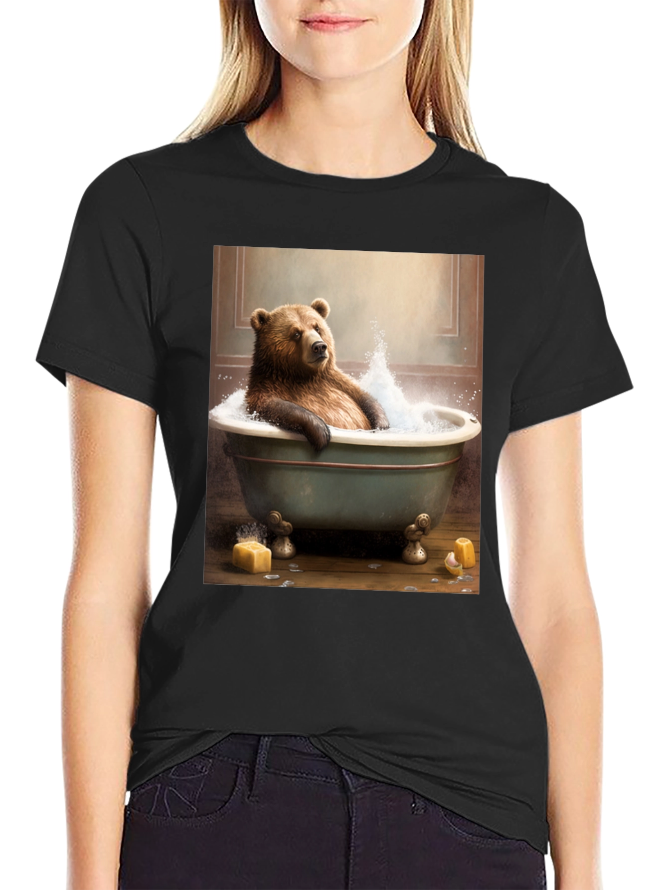 Bear in Tub T-Shirt - Humorous Animal Graphic Tee