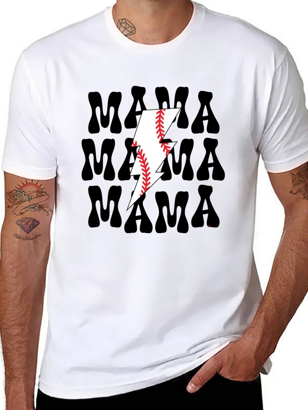 Mama Baseball Lightning Bolt Graphic Tee