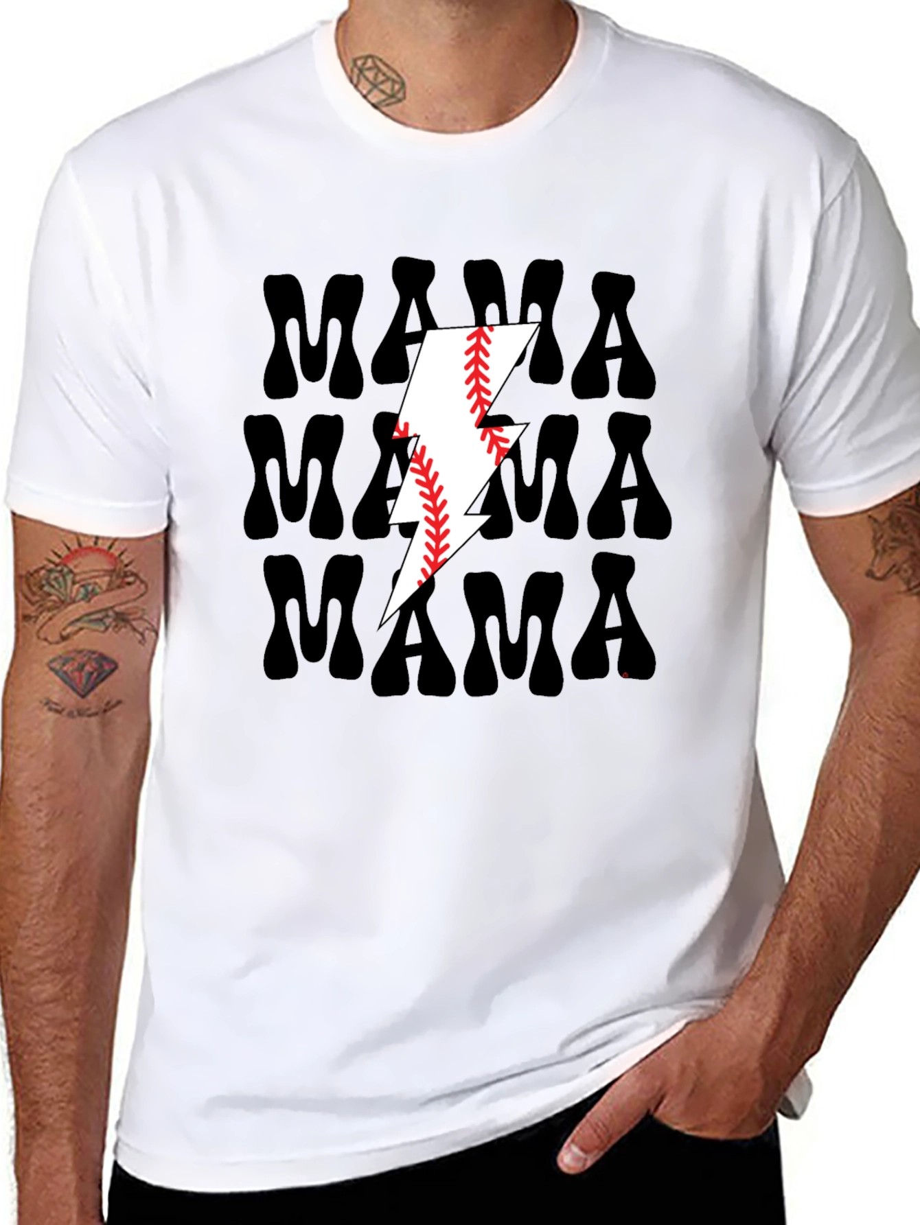 Mama Baseball Lightning Bolt Graphic Tee